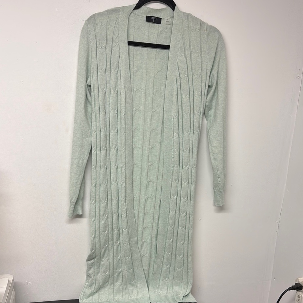 Mint Green Cable Knit Cardigan Sweater XS
